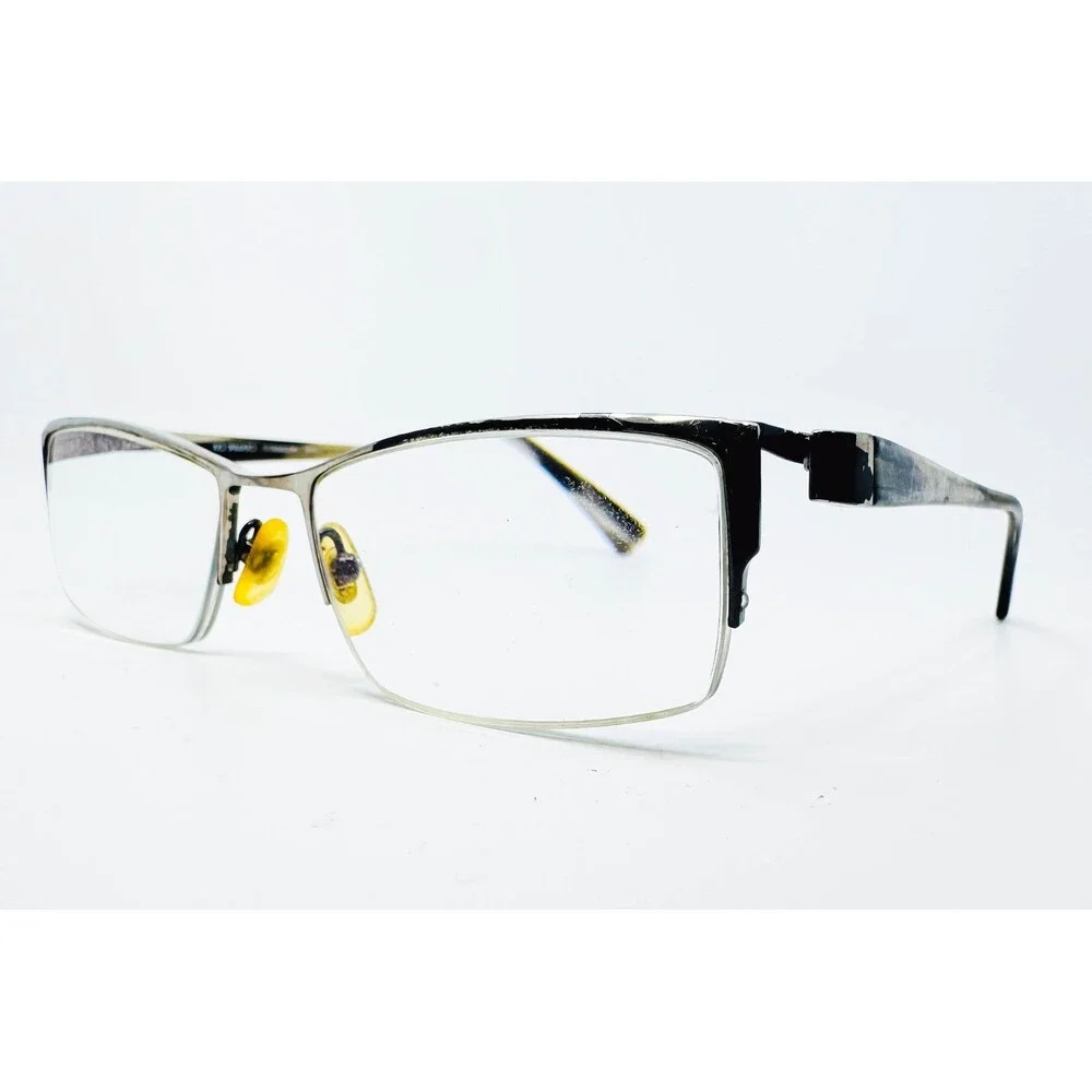 Kio Yamato Eyeglasses Womens Silver Black Titanium Rectangle 53-19-136 43020